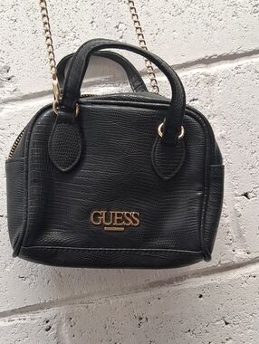 GUESS Black Mini Crossbody with Gold Chain
